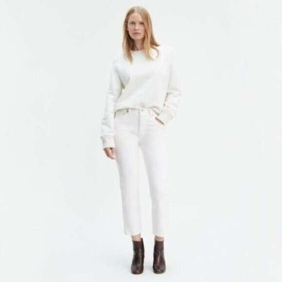 NWT Levis 501 Original White Jeans Size 31 High Rise Straight Leg Cropped - Picture 8 of 9